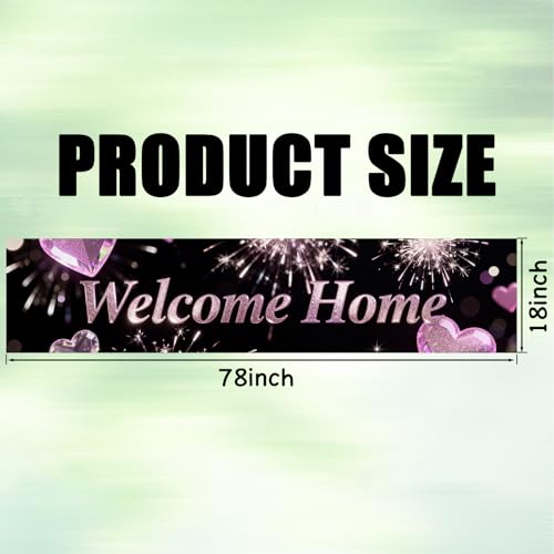 Image of Nuxovilar Welcome Home Banner Purple Gold Flame Heart 17.7x78.7 Polyester