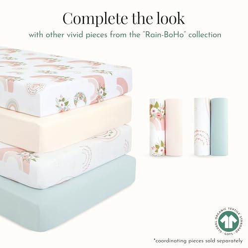Image of Evolur Rainboho 3 Piece Crib Bedding Set, Machine Washable, Soft and Breathable Toddler Bedding Set, Includes Fitted Sheet, Wearable Blanket and Crib Skirt