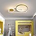 Cartoon Cloud Shape LED Ceiling Light, Three-Color Metal Acrylic Flush Mount Lamp for Girls' Bedroom, Nursing Room, 28W (Gold)(Gold)