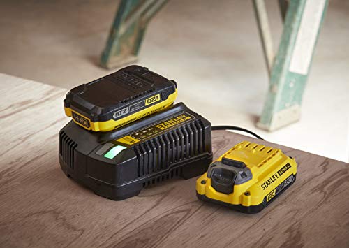 Stanley FATMAX Perceuse Visseuse Sans Fil 18V Lithium Ion 80 Nm Moteur BRUSHLESS 2 Vitesses 2100 trs/min Avec 1 Mallette 2 Batteries 2 Ah 1 Chargeur Gamme FATMAX V20 SFMCD720D2K-QW
