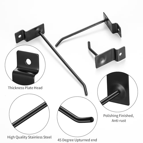 Hmkesoteric 20 Piezas Ganchos para Tablero Perforado de Pared, 15cm Ganchos para Tableros Ggujeros de Metal, Ganchos para Panel Perforado Pared Perforada de Bricolaje Estante de Exhibición Minorista - imagen 3