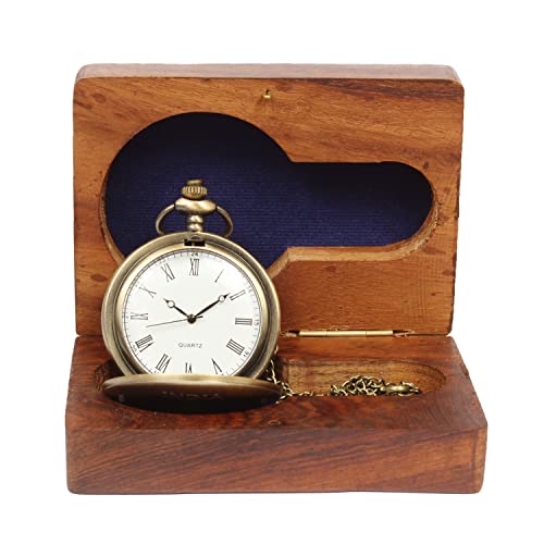 Reloj de bolsillo analógico para trajes tradicionales ARTVARKO con cadena larga de bronce 2