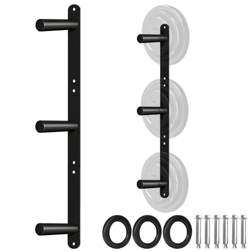 Wall Mounted Weight Plate Holder - Fit 2inch Olympic Weight Plates Protective Rubber Pad (2-inch-3 PACK)
