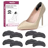Heel Grips Liners for Loose Shoes - Welnove Shoe Cushions for Back Heel Pain Fatigue Relief - Non-Slip Skin-Friendly Soft Heel Pads Inserts for Shoes Too Big, Fit Most Shoe, Women Men (4-Pair, Black)