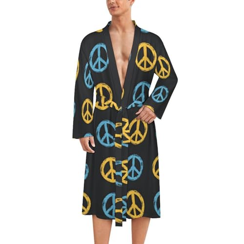Vêtement de nuit homme style kimono vintage avec symbole paix, idée cadeau bain