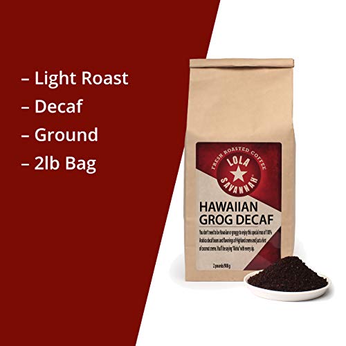Lola Savannah Hawaiian Grog Ground Coffee - Roasted Arabica Infused With Coconut Flakes And Highland Crème Flavoring, Decaf, 2Lb Bag #TOP6
