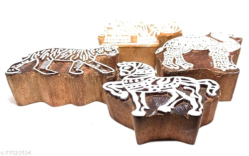 Image of RENIQ Wooden Printing Block for Fabric & DIY Craft | Handcrafted Indian Design Stamp for Textile, Pottery, Mehndi & Home Decor (Multicolor23)