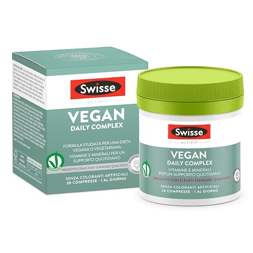 SWISSE Vegan Daily Complex- Integratore Multivitaminico Vitamine e Minerali, Supporto Nutrizionale per Dieta Vegana e Vegetariana con Vitamina D C, Zinco e Altri Integratori 30 Compresse Made in Italy