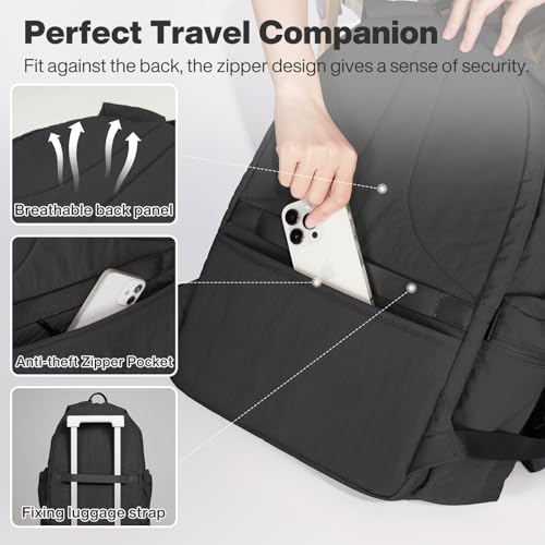 mixi Outdoor Lightweight Backpack Casual Carry On Laptop Backpack Travel Bookbag for Women Men, Water Resistant Durable Small Hiking Bag for Camping Weekender Sports College Work, 15 Inch, Black by mixi - Used condition - Image 7