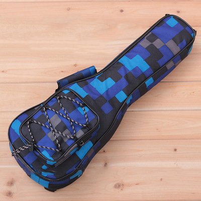 HOT SEAL 10MM Waterproof Durable Colorful Ukulele Case Bag with Storage (21in, Blue Plaid)