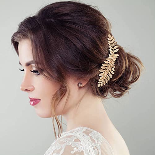 Insowni 36 Pack Gold Flower Leaf Bridal Wedding Hair Side Combs+U-Shaped Pearl Hair Pins+Spiral Rhinestone Hair Clips Barrettes Formal Prom Headpieces Hair Pieces Accessories For Brides Bridesmaids Women Girls #TOP3