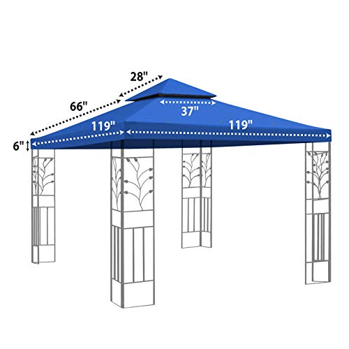 BenefitUSA 119x119“ Gazebo Canopy Replacement Top Double Tiered Canopy Top Cover (Blue) - Thumbnail 4