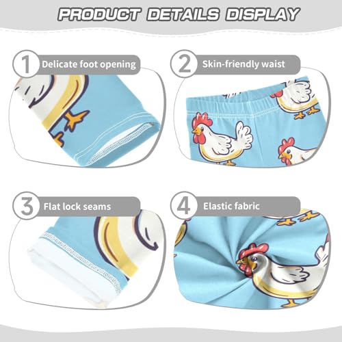 ZZKKO Girls Leggings Cute Cartoon Roosters Toddler Girls Clothes Leggings for Girls Toddler Girls Leggings 3-4T3