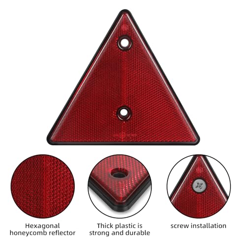 Image of 2-Pack Triangle Safety Reflectors Red Trailer Screw Mount Reflector for Gate Posts, Suitable for Truck Trailer Tractor, Boats, Driveway, Mailbox, Golf Cart
