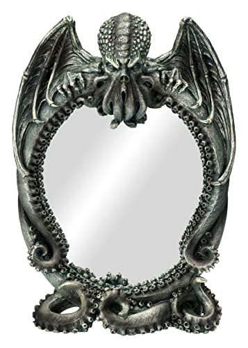 Pacific Giftware Miroir de table Cthulhu Figurine de pieuvre démon miroir gothique Fantasy