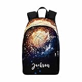 Personalized Casual Backpack, Basketball with Fire Custom Name Shoulder Bookbags for Men Women...
