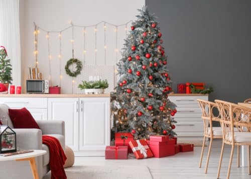 Arrière-plan photo portrait Noël 5.2x3m tissu boules rouges