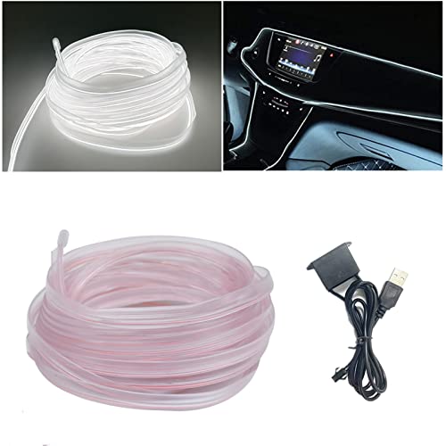 M.best Neon Light El Wire For Automotive Car Interior Decoration With 6Mm Sewing Edge (5M/15Ft, White) #TOP2