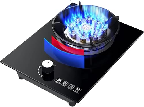 Mini Gas Stove hob 33CM Home Kitchen Cooktop Table-Top/Built-in 1 BurnersGas Cooker Flameout Protection Child Lock Knob NG/LPG Switchable Compatible with All Cookware(NG)