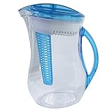 Cool Gear Water Filter Filtration Infuser Pitcher Plus Fruit Tea Flavor Infusion 2.44 LIter, Blue