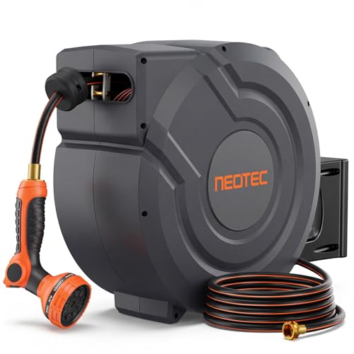 NEOTEC Retractable Garden Hose Reel 1/2 inch x 100ft, Heavy