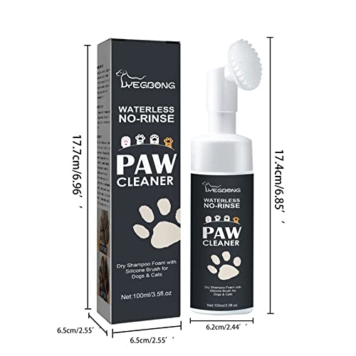 Limpador de patas sem enxágue com escova de silicone para gatos, cães, limpadores de pés de limpeza