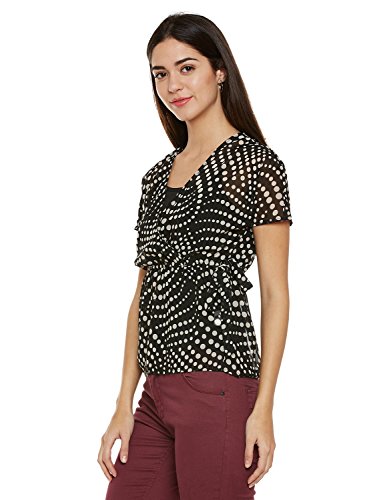 Image of oxolloxo Women's V Neck Polyester Short Sleeve Printed Top