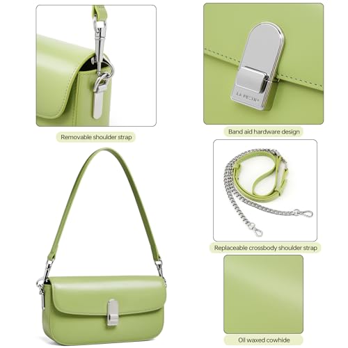 Image of LA FESTIN Small Leather Shoulder Bag For Women: Rectangle Shoulder Purse With Chain Strap-Daily Going Out Crossbody Bag