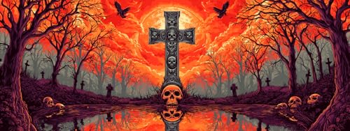 Reofrey ダイヤモンドアート 大きいサイズ ハロウィーンダイヤモンドの絵画 、クロスステッチ キットスケルトン, 手作りキット 全面貼り付けタイプ ビーズア DIY 手芸キットホーム レストラン ラインストーン ホーム 壁掛け 装飾品 30x80cm