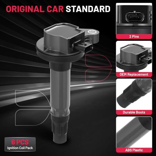 Image of BDFHYK Ignition Coil Packs Compatible with Edge Explorer F-150 Flex Mustang Police Interceptor Sedan Utility Taurus Transit-150 250 350 Continental MKT MKX,Coil for 7T4Z12029F DG563 UF823 Set of 6