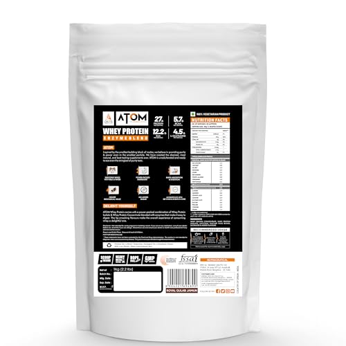 Image of AS-IT-IS ATOM Whey Protein 1kg | 27g protein | Isolate & Concentrate | Royal Gulab Jamun | USA Labdoor Certified | With Digestive Enzymes for better absorption