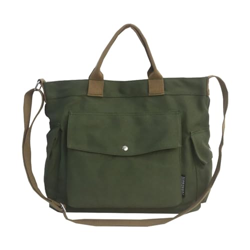 NOTRYA Canvas Crossbody Tote Shoulder Purse Bag for Women and Men, Multi-Pocket Canvas Shoulder Bags Large Capacity Handbag for Shopping Travel Work (S,Green)