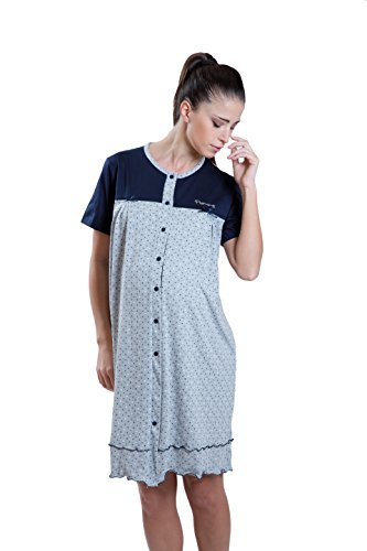 Robe de maternité pour la clinique ouverte devant en coton doux Premamy