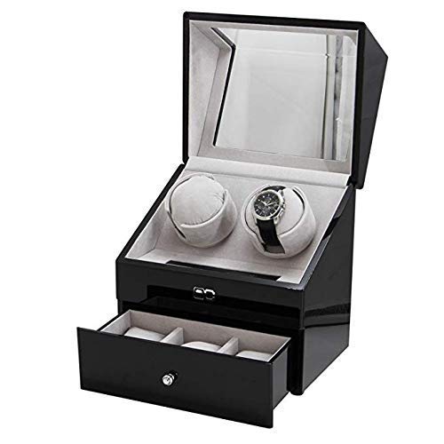 Boîte enrouleur pour 2 montres automatiques en bois laqué et écrin de rangement de luxe