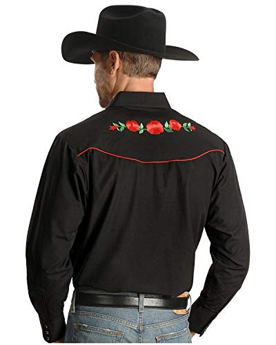 ELY CATTLEMAN Men's Long Sleeve Western Shirt with Rose Embroidery3