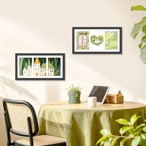 Image of DUENPY 2-Pack 8x16 Collage Picture Frames, 5x7 Collage Picture Frame Displays Three 5x7 inch Photos, or 8x16 (Without Mat) for Available Horizontal Wall Mounting Display and Vertical, Black
