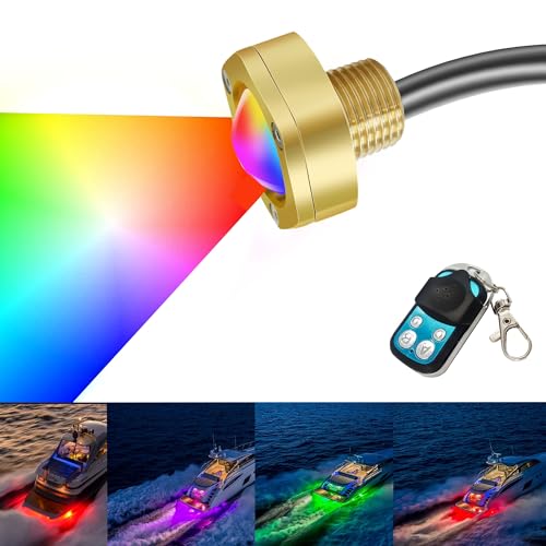 JXOFROAD RGBW Standard 1/2" NPT Boat Drain Plug Lights,IP68 Underwater LED Trailer Lights with APP& RF Control for Boat Pool Yacht Fishing,Smart Cooling Systen Marine Boat Led Light, 40W,4100LM… by JXOFROAD - Used condition - US$33.65