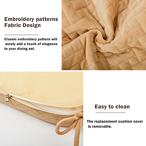 Idee-Home Chair Cushions For Dining Chairs Set Of 2, Quilted Patterns Square Chair Pads Memory Foam With Ties Dining Chair Cushions Large 17 X 17 Inches Seat Cushion For Kitchen Table Metal Khaki #TOP2