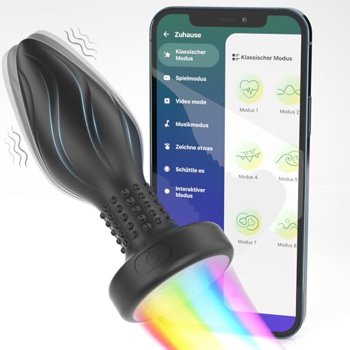 Analplug# für Frauen Männer mit Vibration, Yivans APP Analvibratoren Mit 9 Vibrationsmodus & Rotation & Licht, Sex Spielzeug für die Paare Männer Prostata Stimulator Silikon Anal Butt Plug