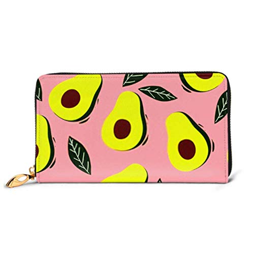 Preisvergleich Produktbild JHGFG Mode Handtasche Reißverschluss Brieftasche Sommergrün Nahtloses Muster Avocado Print Telefon Clutch Geldbörse Abendkupplung Blocking Leder Brieftasche Multi Card Orga