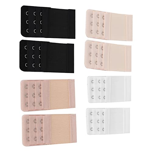 Bewinner Extensor de Sujetador para Mujer con 3 Ganchos, Paquete de 8 Correas de Extensión de Sujetador, Algodón Ajustable y Elástico, 4 Colores para Mayor Comodidad y Extensión de Vida del