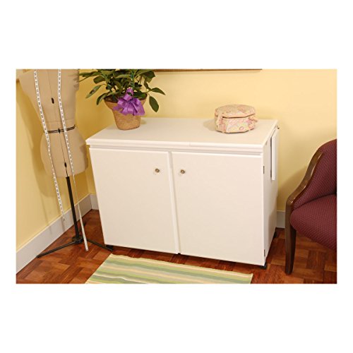 Arrow 701 Bertha Sewing Cabinet for Sewing, Cutting, Quilting, Crafting, Portable with Wheels, Includes Airlift and Storage, White Finish
