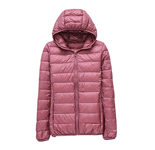 Preisvergleich Produktbild Damen Entendaunenjacke Frauen Ultraleichte Daunenjacke Jacke Windbreaker Mäntel, Rosa Kapuze, 5X-Large