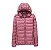 Produktbild Damen Entendaunenjacke Frauen Ultraleichte Daunenjacke Jacke Windbreaker Mäntel, Rosa Kapuze, 5X-Large