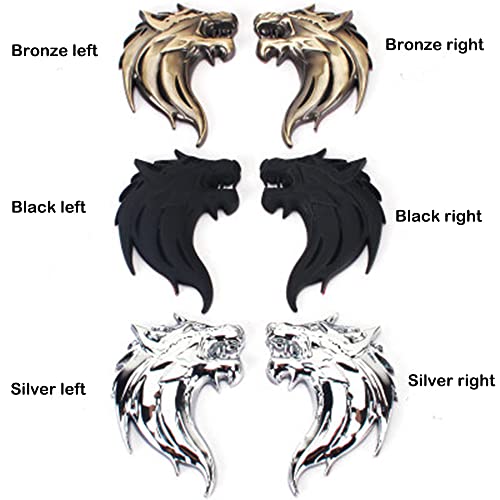 Image of YSY 2Pcs 3D Wolf Shape Logo Animal Car Emblem Motorcycle Sticker Truck Label Emblem Car Badge Styling Decoration Car Accessories(A) (3D Wolf, Bronze)