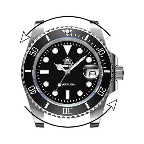 ADDIESDIVE Quartz Divers Watch for Men Diver 200 M Black Dial Luminous Stainless Steel Strap by ADDIESDIVE - Image 2