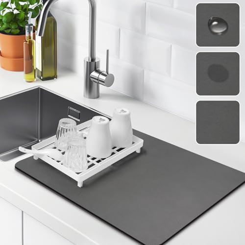 Draining Mat, Kitchen Super Absorbent Draining Mat, Super Absorbent Kitchen Counter Mat, Coffee Machine Mat, Anti Slip Drainer Mat for Kitchen Counter