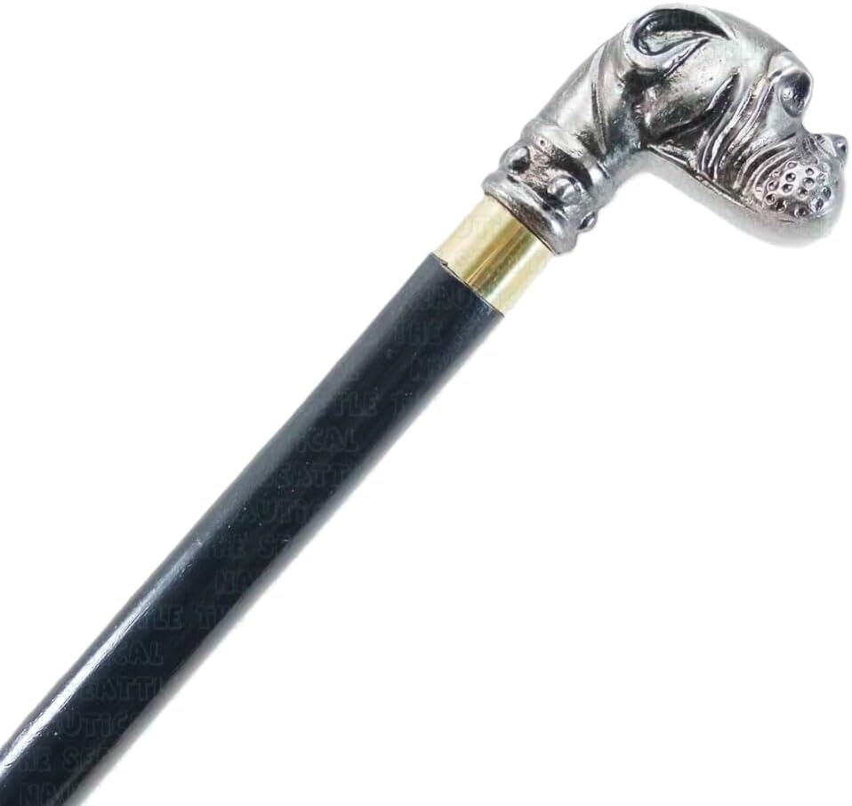 Miniatura 2 de Bastón para caminar con cabeza de perro de latón antiguo, 36 pulgadas, de madera, de diseño vintage, hecho a mano, bastón de madera para caminar,