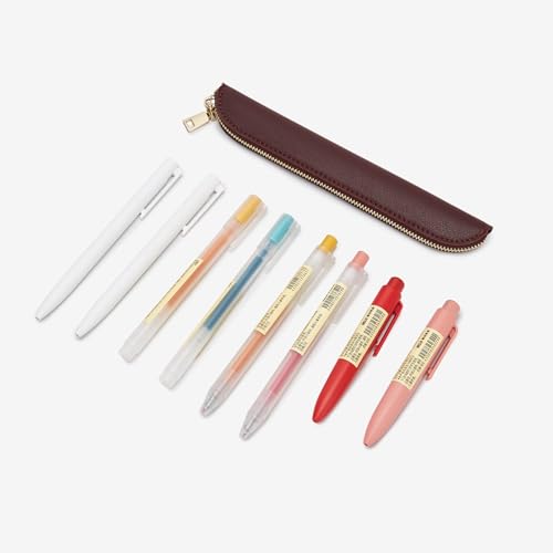 Image of Pencil Case Cartucheras De Maquillaje Pure Color Simple Mini Pencil Case (Burgundy)