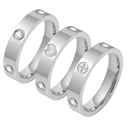 Bague empilable en acier avec oxyde de zirconium pour alliance femme
